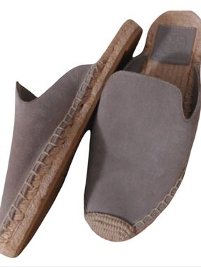 TORY BURCH Gray Suede Espadrille Mules Slides 5M